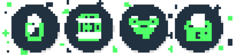 Obraz premium Set line Wooden barrel, Beer helmet, can with foam and Store building of beer shop icon. Vector