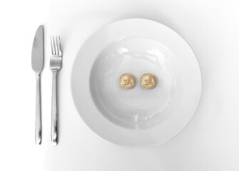 empty plate with dollar coin