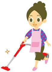 掃除機をかける女性
