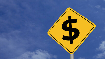 US Dollar Road Sign on Clear Blue Sky