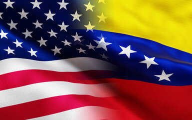 usa and venezuela flags, 3d render, 3d illustation