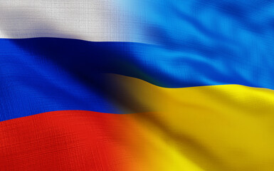 russia and ukraine flags, 3d render, 3d illustation