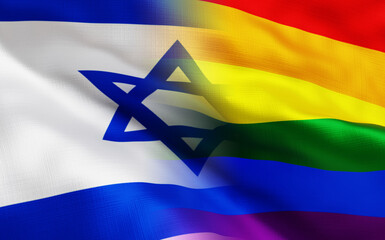 israel and  lgbt flags, 3d render, 3d illustation