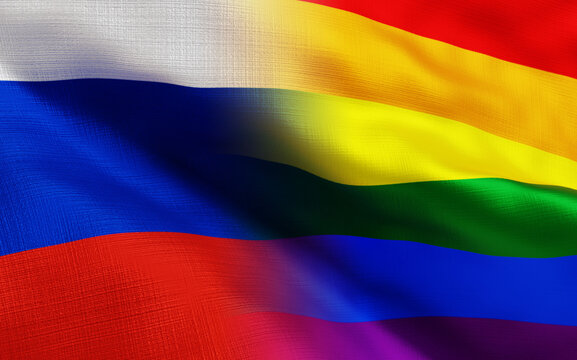 russia and lgbt flags, 3d render, 3d illustation