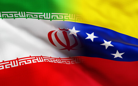 iran and venezuela flags, 3d render, 3d illustation