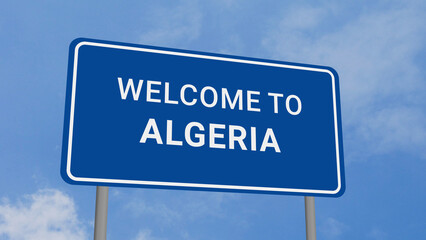 Welcome to Algeria Road Sign on Clear Blue Sky