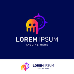 Ghost and target or compass logo in elegant gradient color.