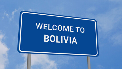 Obraz premium Welcome to Bolivia Road Sign on Clear Blue Sky