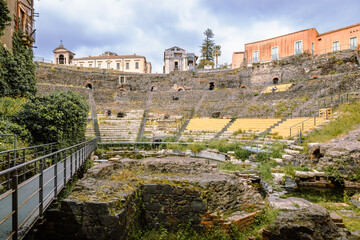 Fototapeta premium Interior of the Roman amphitheatre of Catania