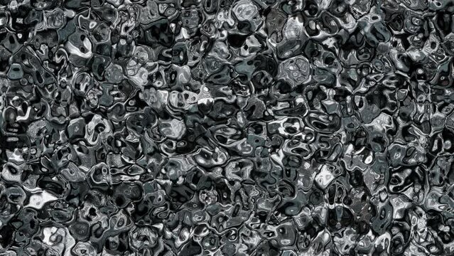 Slow movement liquid metal quicksilver texture. Fluid abstract silver grey swirl background video. 3840x2160 4K 30 Fps.