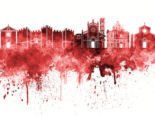 Prato skyline in watercolor background
