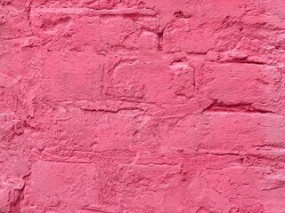 Pink brick wall background. Reddish old bricks.