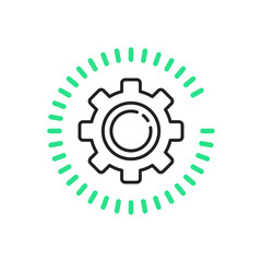 update or upgrade icon with thin line gear or cog