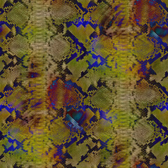 Realistic Detailed Snake Texture Seamless Pattern Stylish Trendy Fashion Colors Reptile Skin Python Surface