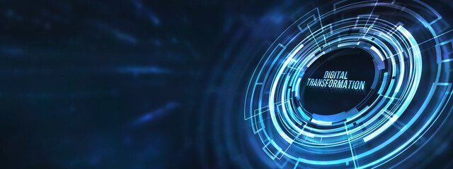 Internet, business, Technology and network concept.Concept of digitization of business processes and modern technology. Digital transformation. 3d illustration.