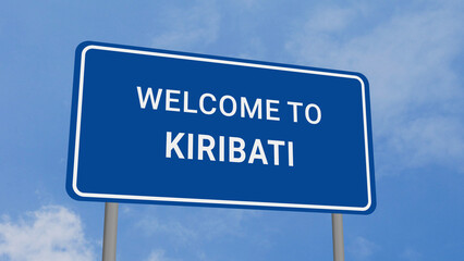 Welcome to Kiribati Road Sign on Clear Blue Sky 