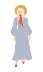 Modern abstract woman wearing stylish dress. Fashion girl. Flat vector illustration isolated on white background