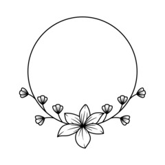 Floral frame circle outline icon design ilustration template vector