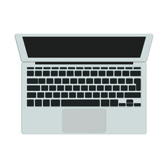 An open laptop on a white background