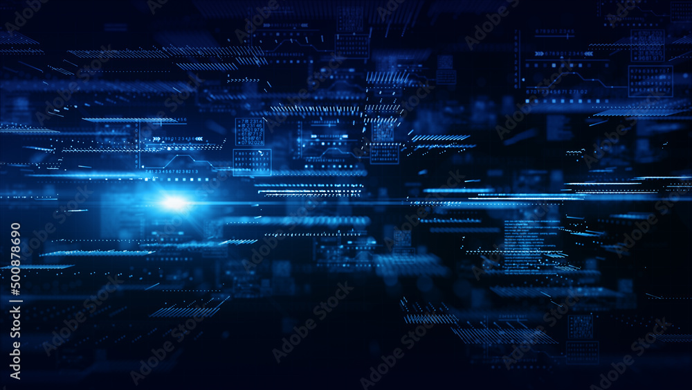 Poster digital cyberspace technology digital big data network connection matrix abstract background concept
