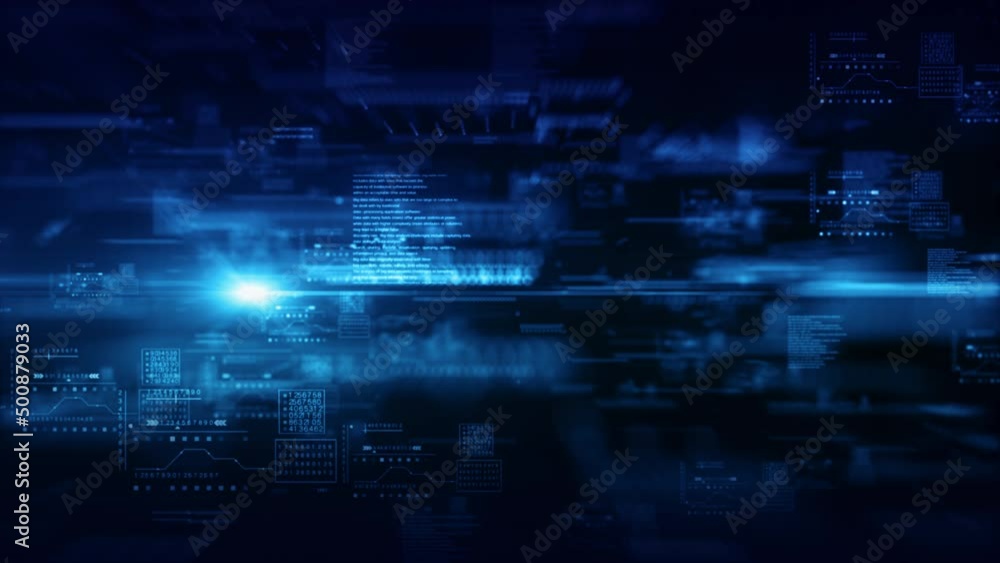 Poster digital cyberspace with animation numbers, technology digital big data network connection, technolog