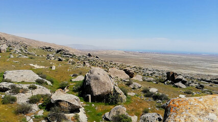 Fototapeta na wymiar Gobustan Rock Art Cultural Landscape in Azerbaijan