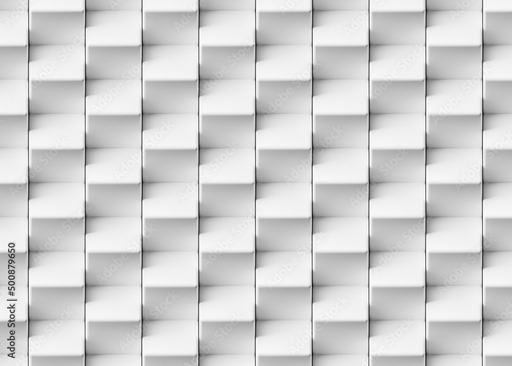 Poster abstract geometric white background made of tilted cubes. 3d rendering