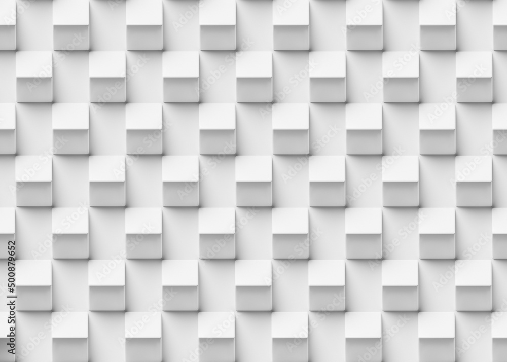 Aufkleber abstract geometric white background made of tilted cubes on a plane. 3d rendering