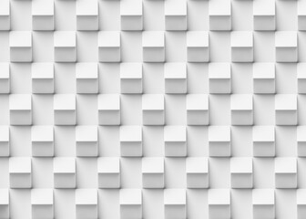 Abstract geometric white background made of tilted cubes on a plane. 3d rendering