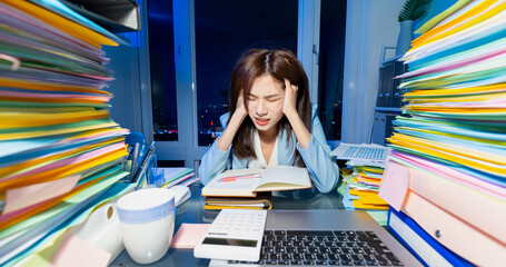 businesswoman overtime work