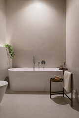Obraz na płótnie Canvas freestanding bath in the loft bath, bathroom interior