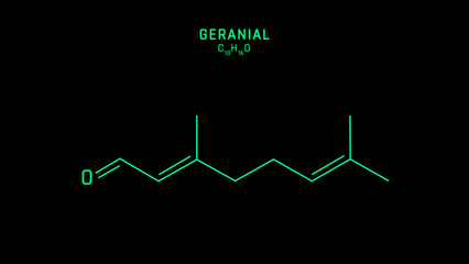 Citral a or Geranial Skeletal Formula or Molecular Structure Symbol