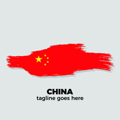  flag of China brush stroke background vector illustration
