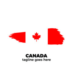  flag of canada brush stroke background vector illustration