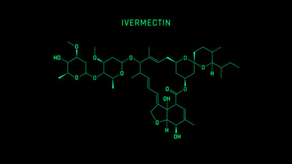 Ivermectin Skeletal Formula or Molecular Structure Symbol on black background