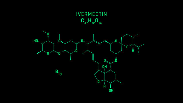 Ivermectin B1b Skeletal Formula or Molecular Structure Symbol on black background