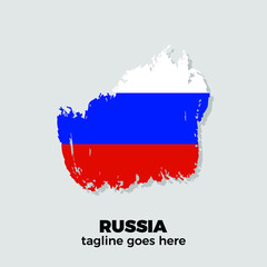 Fototapeta premium flag of Russia brush stroke background vector illustration