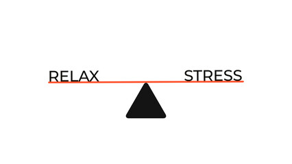 Balance Scales or Seesaw of Relax and Stress on White Background