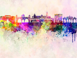 Pune skyline in watercolor background