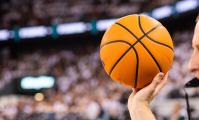 basketball game ball in hoop