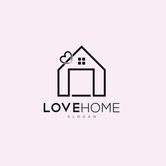 Love home logo template design.