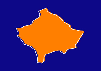 Fototapeta premium Outline map of Kosovo, stylized concept map of Kosovo. Orange map on blue background.