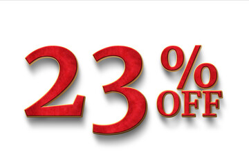 Red 23 Percent off 3d Sign on White Background