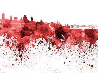 Quebec skyline in watercolor on white background