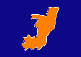 Outline map of Republic of the Congo, stylized concept map of Republic of the Congo. Orange map on blue background.