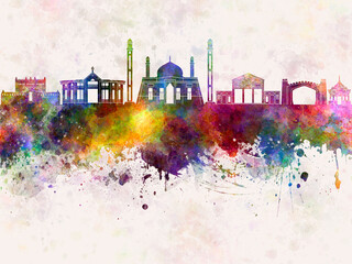 Quetta  skyline in watercolor background