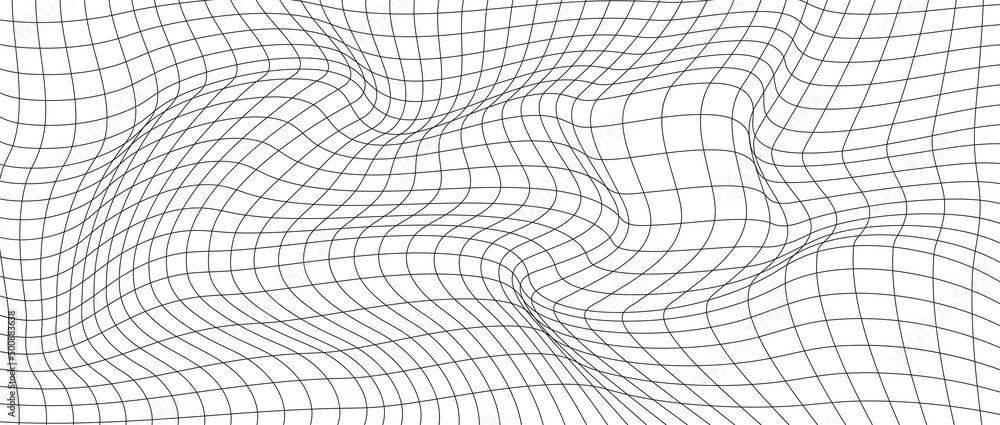 Poster abstract wavy 3d mesh on a white background. geometric dynamic wave. 3d technology wireframe. vector
