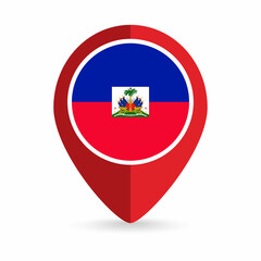 Map pointer with contry Haiti. Haiti flag. Vector illustration.