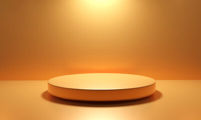 Premium pedestal or golden round pedestal on luxury minimal screen in Studio. Mockup for Product Presentation Brand design, cosmetics, 3D empty pedestals, product banners. 3D render illustration