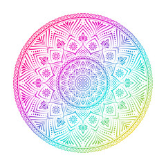 Round colorful mandala with floral patterns, Yoga template.